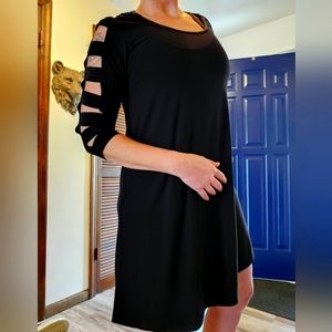 NAIF Women’s Black Velvet Cut out Sleeves Dress- Size Medium